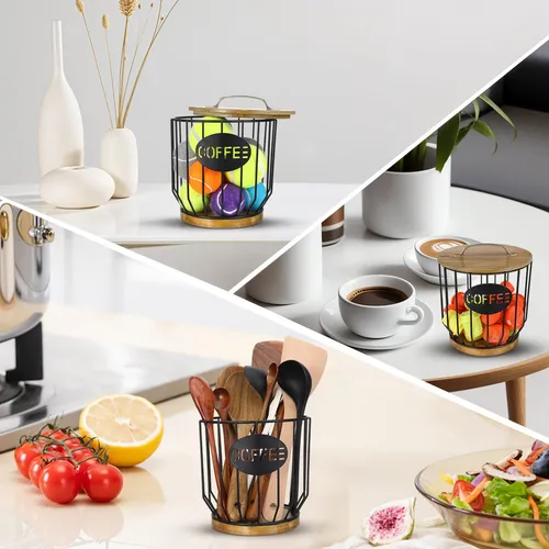 Yuanan Soporte De Filtro De Cafe Con Tapa De Madera, Accesor