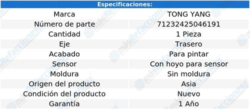 Defensa Tra C/hoyo P/sensor S/mold P/pintar C320 01-05