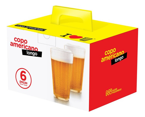 Jogo De Copo Americano Long Drink 6pçs Cor Cristalino