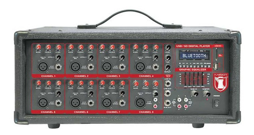 Mezcladora Amplificada Consola Ksr De 8 Canales Mix-2308 Bt