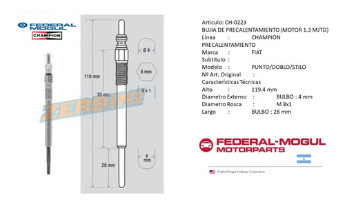 4 Bujias Incandescente Fiat Doblo Punto Stilo Strada 1.3 Jtd