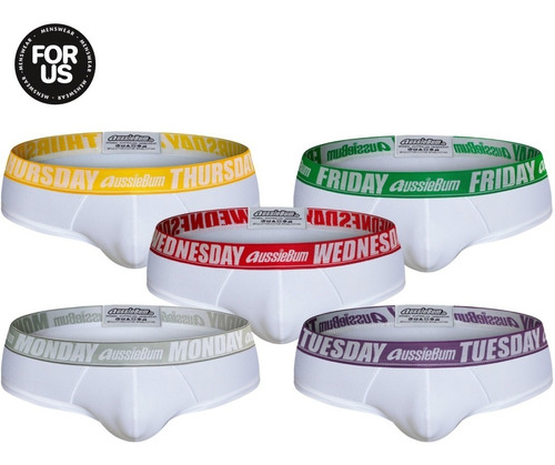 Slip Aussiebum 5 Days Blanco Cintura Dias Y Colores