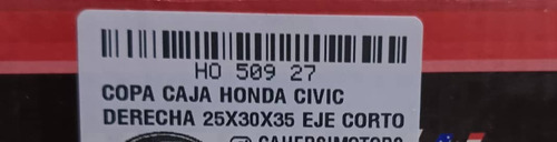 Copa Caja Honda Civic Derecha 25x30x35 Eje Corto
