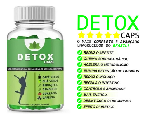 Kit 03 Remedio Seca Barriga Perca Detox Caps 60 Cápsula Cada 500mg Sem Sabor