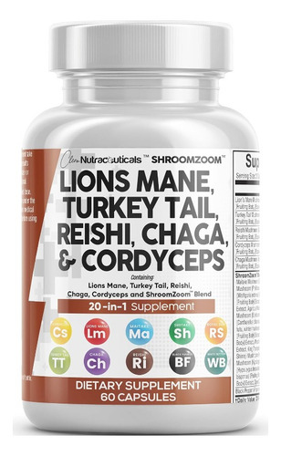 Potente Complex Hongos 20en1 Apoyo Inmune + Salud Mental 60 Sabor Sin Sabor