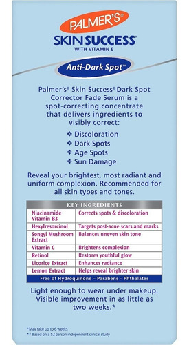 Sérum corretor de manchas escuras Palmer's Skin Success Dark Spot Tipo de pele Todos os tipos de pele