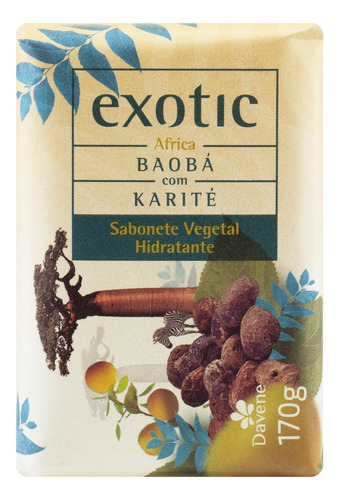 Sabão em barra Davene Vegetal África Baobá com Karité Exotic de 170 g