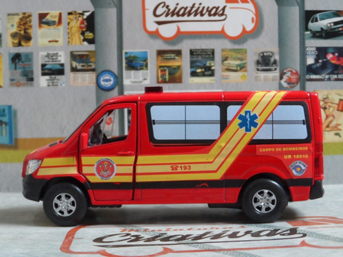 Imagem 6 de 7 de Miniatura Viatura Bombeiros Resgate Ambulância Pm Sp 193