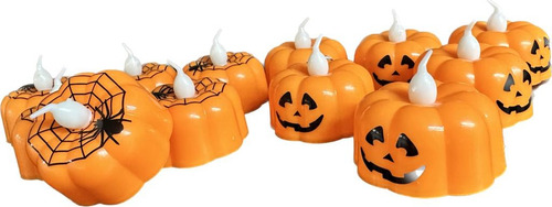 Kit 12 Velas Calabaza Decoracion Halloween Dia De Muertos