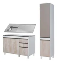 Comprar Combo Bajo Mesada 120 Cm Sorrento Ricchezze + Tolva 45x200 + Mesada Johnson Bacha Simple