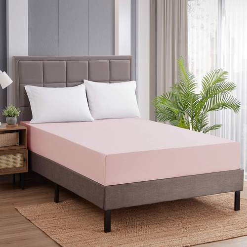 Sábana Bajera Ajustable Individual Rosa Pálido 1500 Supreme