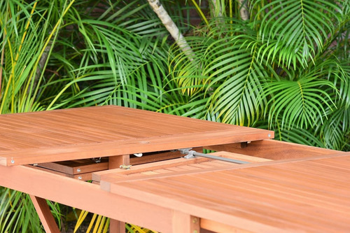 Comedor Extensible Para Exterior Malibu Madera De Eucalipto Estructura Marrón