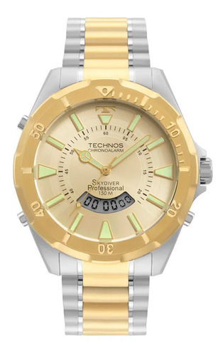 Relógio Technos Prata Dourado Masculino Skydiver Wt205gb/1x