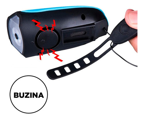 Lanterna Bike Farol Led C/ Buzina Bicicleta Recarregável Usb