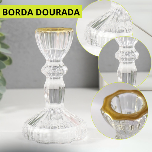 Castiçal Candelabro Cristal Translucido Transparente Vidro