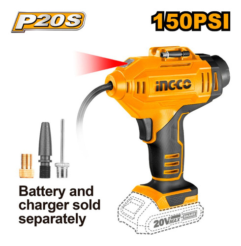 Inflador De Neumaticos Ingco Inalambrico 20v/150psi Ingco