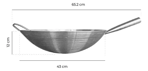 Wok Acero Inox Con Mango Y Aza 43 Cm