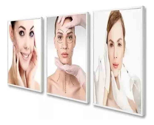 Kit Quadros Decorativos Estética Facial Botox Salão Moldura