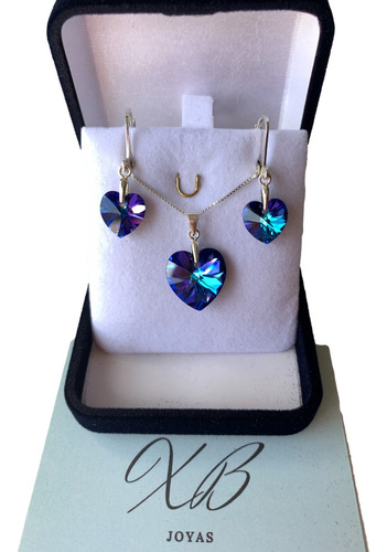 Joyas Fabricadas Con Cristal Swarov Elements Conjunto Plata
