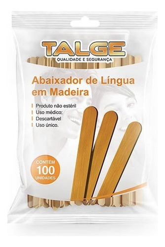 Abaixador De Língua Em Madeira C/100 Un Talge