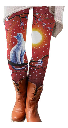 Pantalones Ajustados Con Estampado De Gatos Para Mujer, Pant
