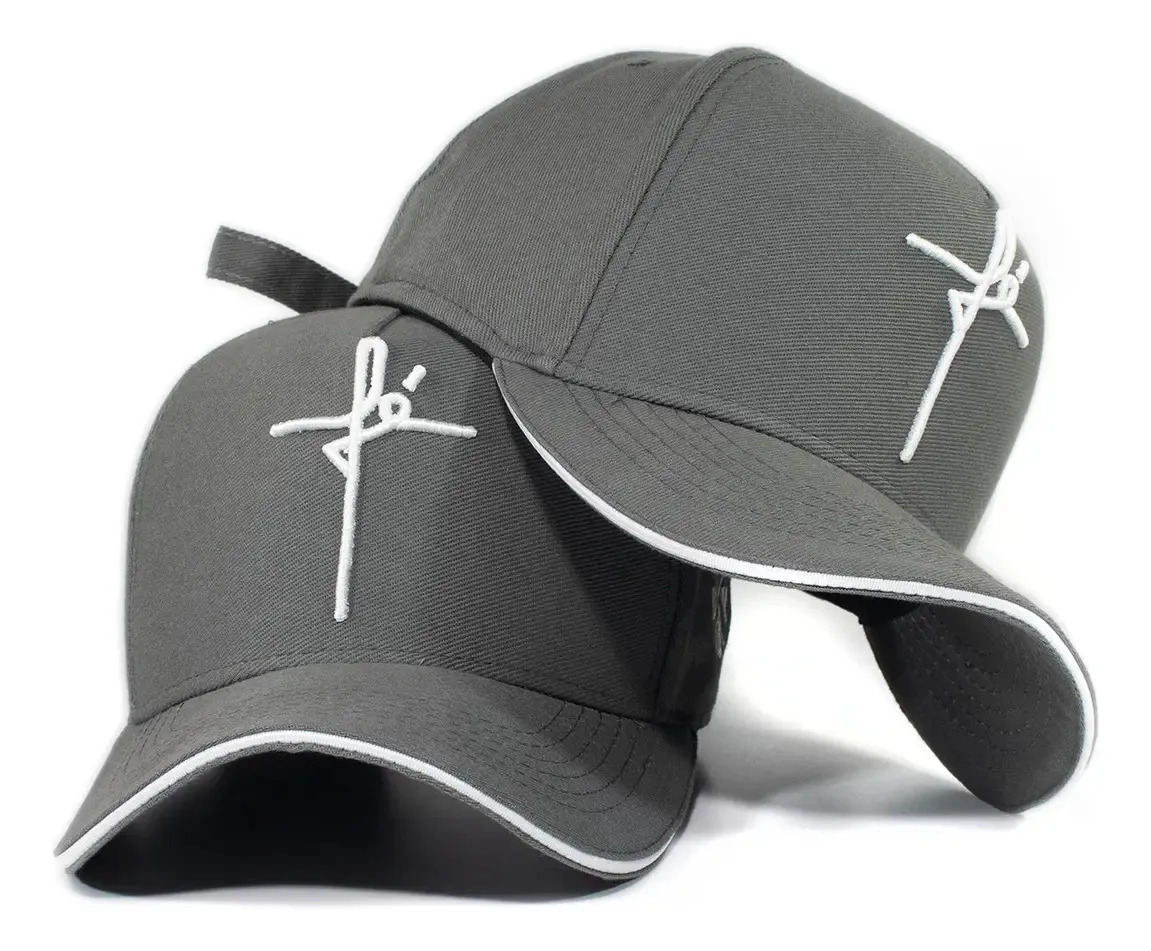 Boné Snapback Fitão Bordado Fé Aba Curva Imediato Cor Cinza Tamanho Un