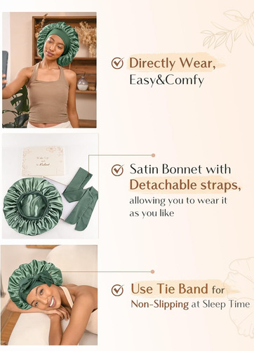 Yanibest Gorro De Satén Para Mujeres Que Duermen Con Banda E