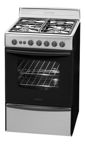 Imagen 3 de 3 de Cocina A Gas Longvie 13501xf 56cm Inox Cajón Parrilla