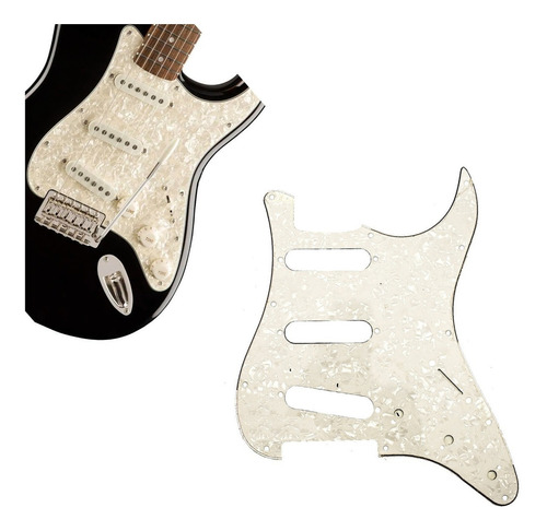 Escudo Guitarra Stratocaster 3 Single Branco Madreperola