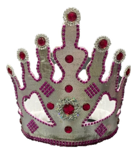 Corona Reina - Modelo Isabel - Plateada Con Detalles Rosas