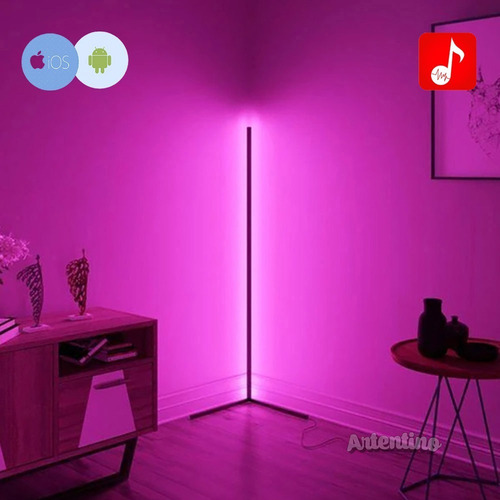 Imagen 10 de 10 de Lampara Pie Esquinero Led Rgb Minimalista Control App Gaming
