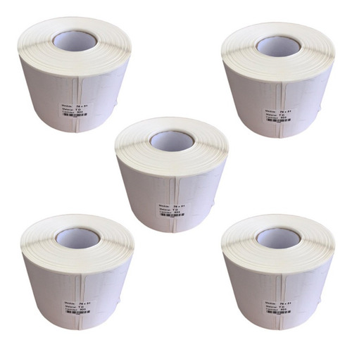 Imagen 1 de 6 de Etiqueta Térmica Directa 76 X 51mm 5 Rollos (4617 Etiquetas)