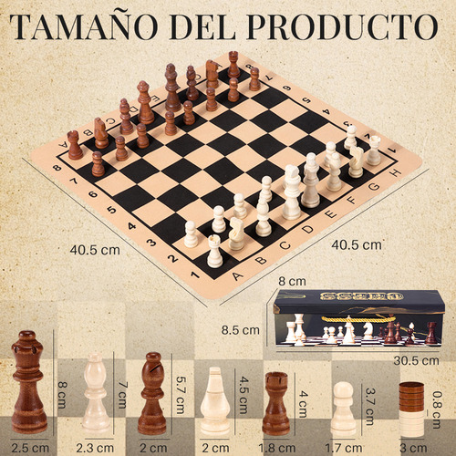 Ajedrez Magnético Y Damas Tablero De Ajedrez Plegable 59pcs