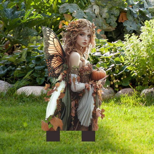 Estaca De Jardín Con Escena De Hadas Plana 2d, Estaca Para