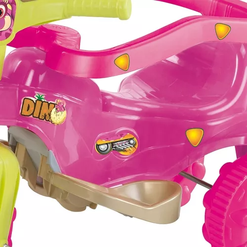 Triciclo Motoca Infantil Tico Tico Pets Rosa com Haste Removível