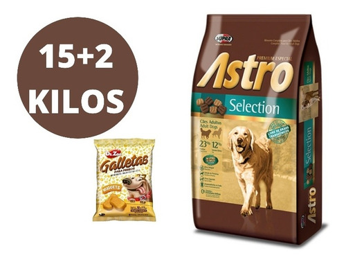 Imagen 1 de 1 de Comida Perro Astro Selection 17 Kilos+envio Y Obsequio