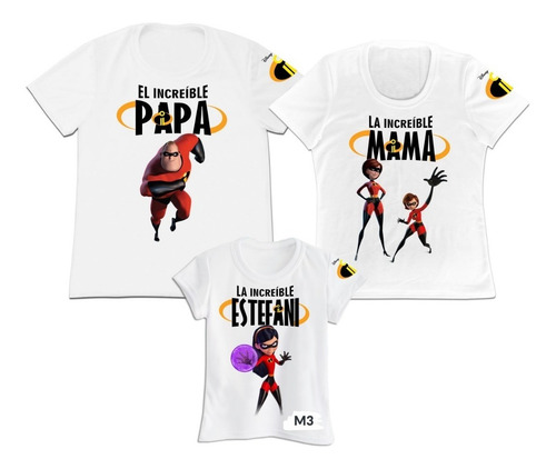 Camiseta Set 3 Familia Mama Papa Hijo Los Increibles 2