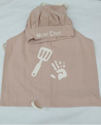 Imagen 2 de 2 de Mini Chef Delantal De Cocina+gorra De Chef Cocineritos Niños