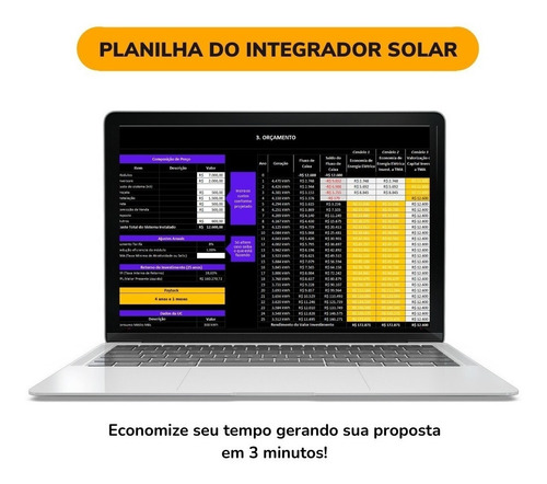 Imagem 1 de 2 de Planilha Automática Para Energia Solar Fotovoltaica