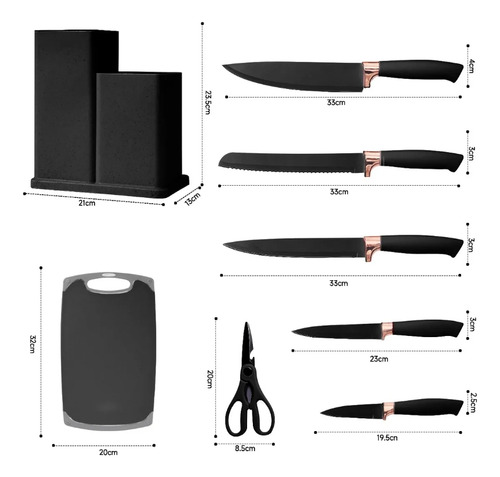 Utensilios De Cocina Silicona Juego De Cuchillo Teker 19 Set Negro Dohadnb