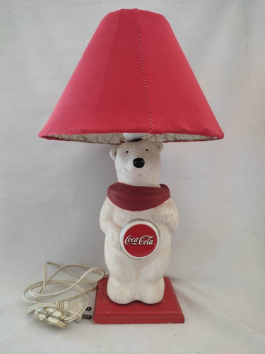 Imagen 2 de 8 de Lampara Oso Coca Cola Yeso Y Madera Vintage 01