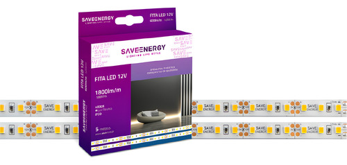 Fita Led 5m 18w/m 12v Irc80 1800lm Ip20 Saveenergy Cor Da Luz Branco-neutro