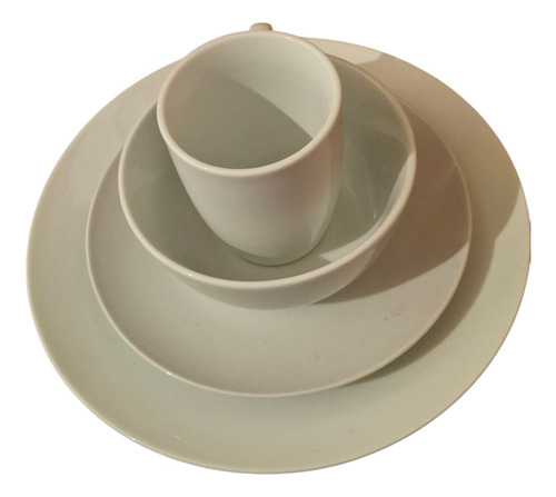 Juego Set Vajilla Loza 16 Piezas Textura Blanca Plato Tazas Blanco Lisa