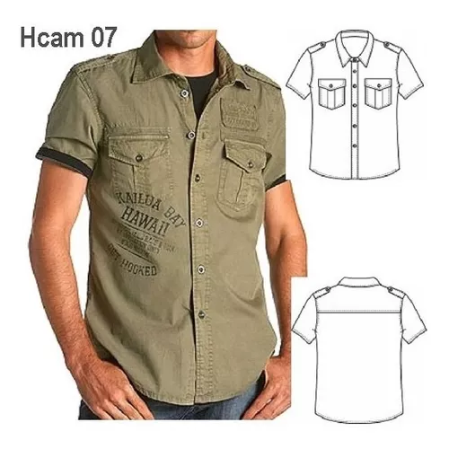 Moldes De Ropa) Camisa Militar Hombre 0907