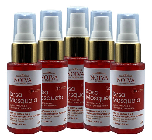 Kit 5 Un Rosa Mosqueta Serum Capilar E Corporal Natural 30ml