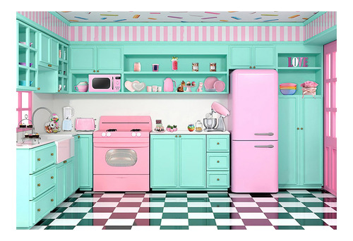 Cocina Fotografía Fondo Chica Hornear Pastel De Cumpleaños Color Cuarto De Baño