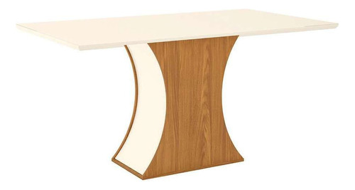 Mesa de comedor rectangular Selena I Off con tapa de cristal... Color: blanco roto