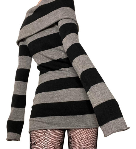 Minivestido Tipo Suéter A Rayas Mall Goth Grunge Emo
