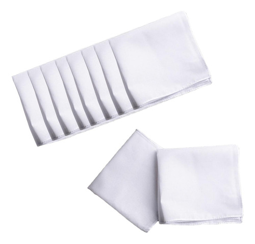 10 Pañuelos Blancos De Bolsillo Para Hombres Y 35cm X 35cm