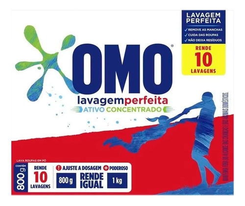 Omo Lava Roupas Sabão Em Pó Lavagem Perfeita 800g